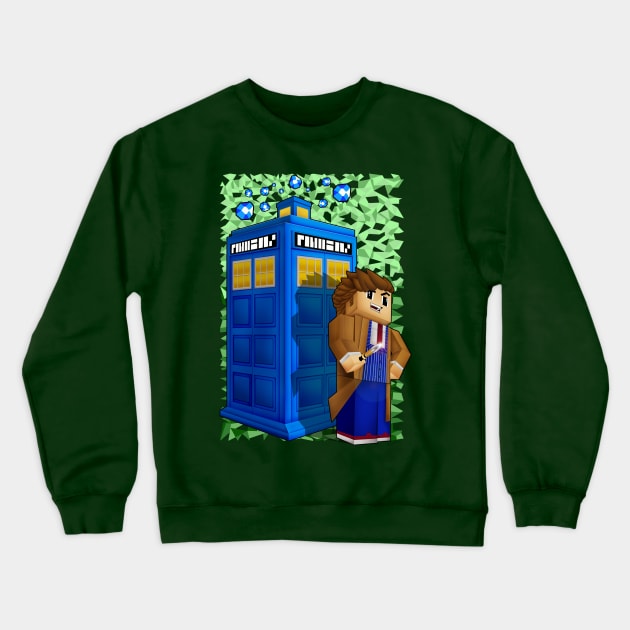 10th Doctor in 8 bit world Crewneck Sweatshirt by Dezigner007